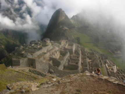View of Machu Picchu as the clouds were disappearing.